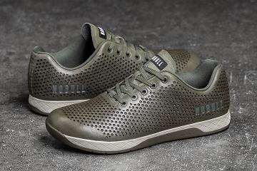 Olive Nobull Moss Leather Women's Trainers | CA H1932A